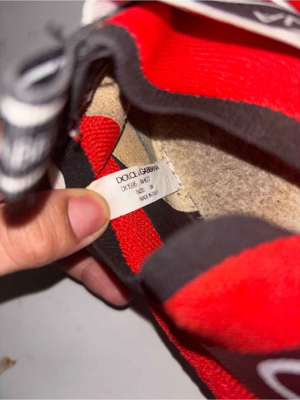 Dolce & Gabbana Red and Black Slip-On Knit Sneakers (READ DESCRIPTION) - Picture 5 of 5